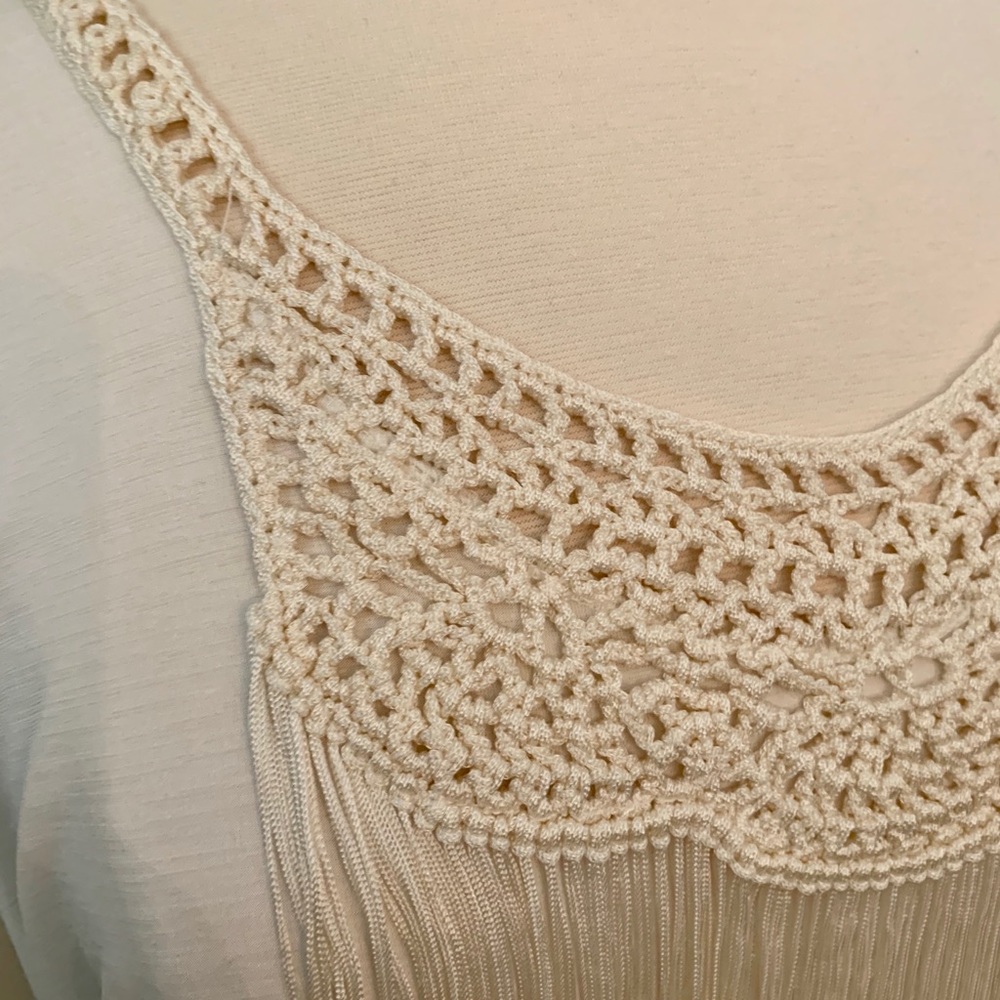 Women’s Small Fringe Blouse Cream Cowgirl Western Chic Festival tassels top - Picture 7 of 11